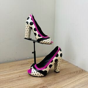 Not Rated Pink And Black/White Polka Dotted Platform Heels Y2K Womens Size 7